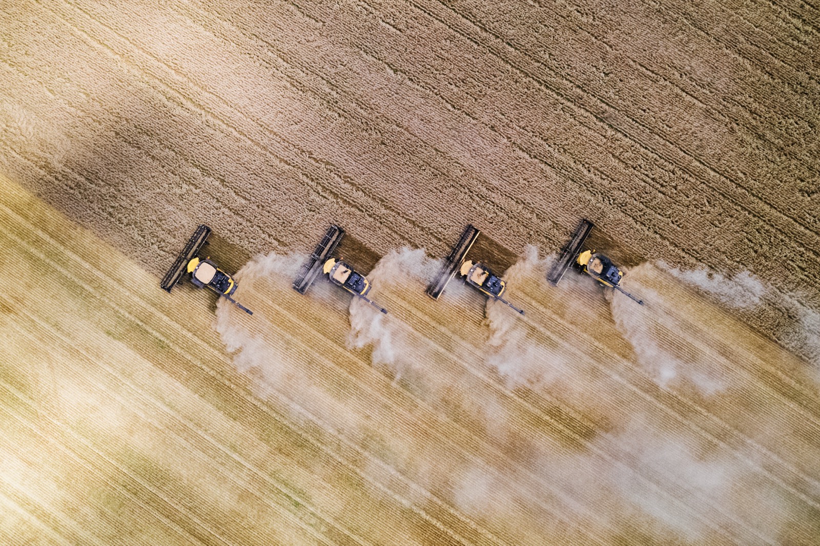 Case IH harvest shot from the air