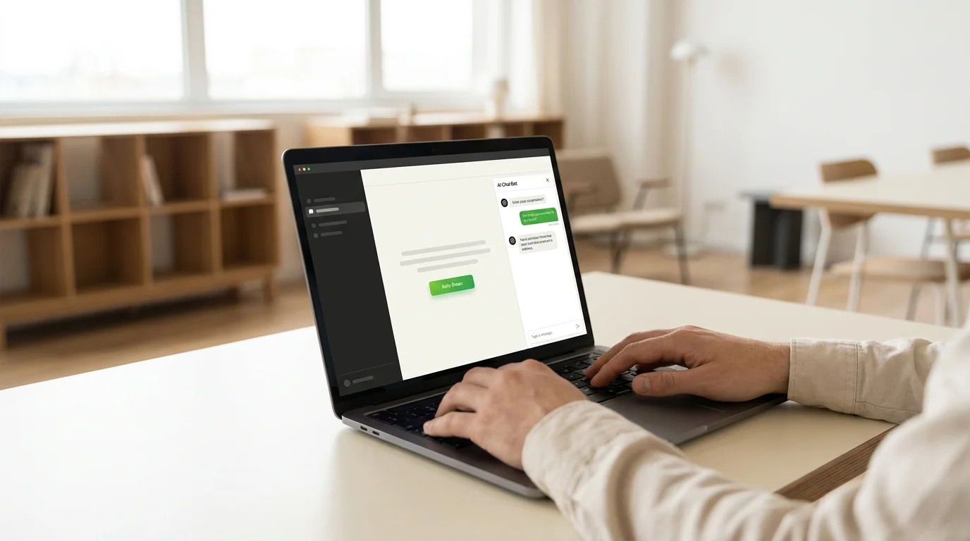 Laptop screen showing an AI chat assistant interface, representing AI-driven brand discovery